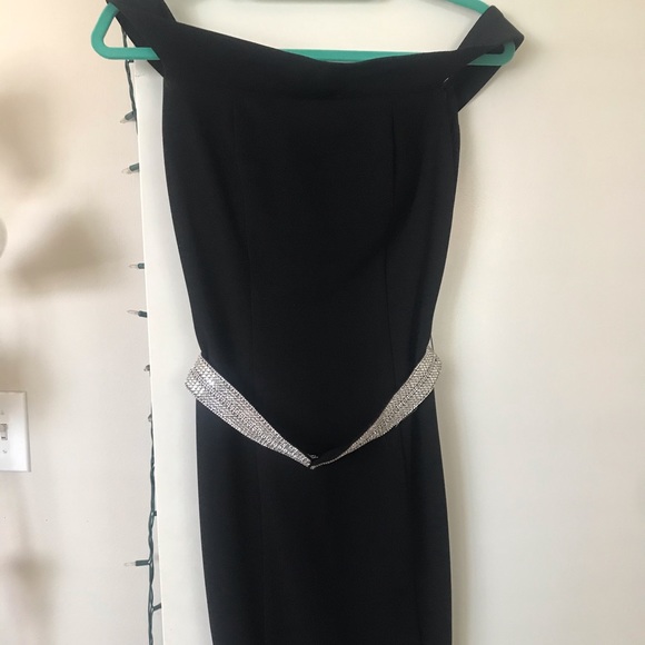 Black Sheath Dress with Rhinestone Belt - Picture 5 of 9